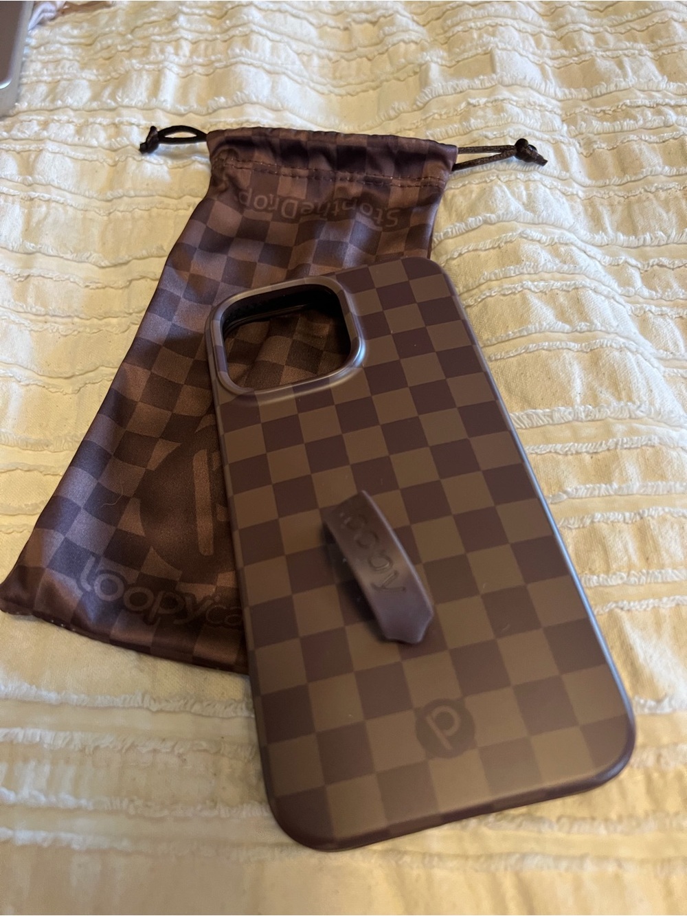 Loopy Case Brown Checkerboard Phone Case with Built-In Loop